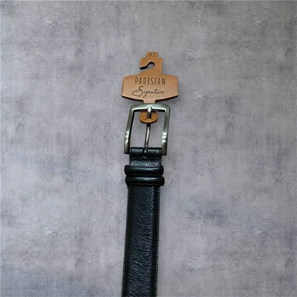 Parisian Signature Vintage Handcrafted Full Grain Leather Black Belt Men's 42